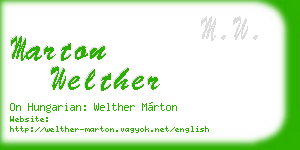 marton welther business card